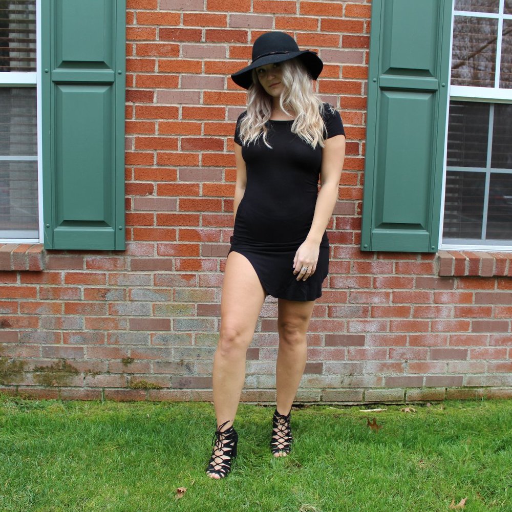 Black High-Slit Bodycon Dress